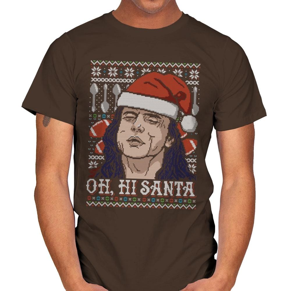 Oh Hi Santa - Ugly Holiday - Mens T-Shirts RIPT Apparel Small / Dark Chocolate