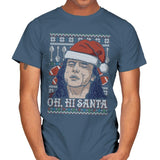 Oh Hi Santa - Ugly Holiday - Mens T-Shirts RIPT Apparel Small / Indigo Blue