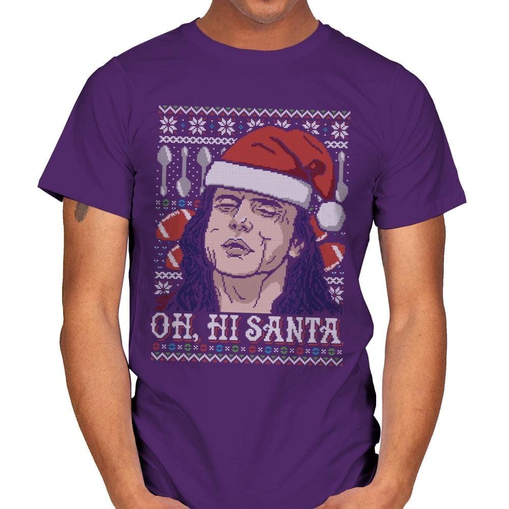Oh Hi Santa - Ugly Holiday - Mens T-Shirts RIPT Apparel Small / Purple