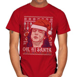 Oh Hi Santa - Ugly Holiday - Mens T-Shirts RIPT Apparel Small / Red
