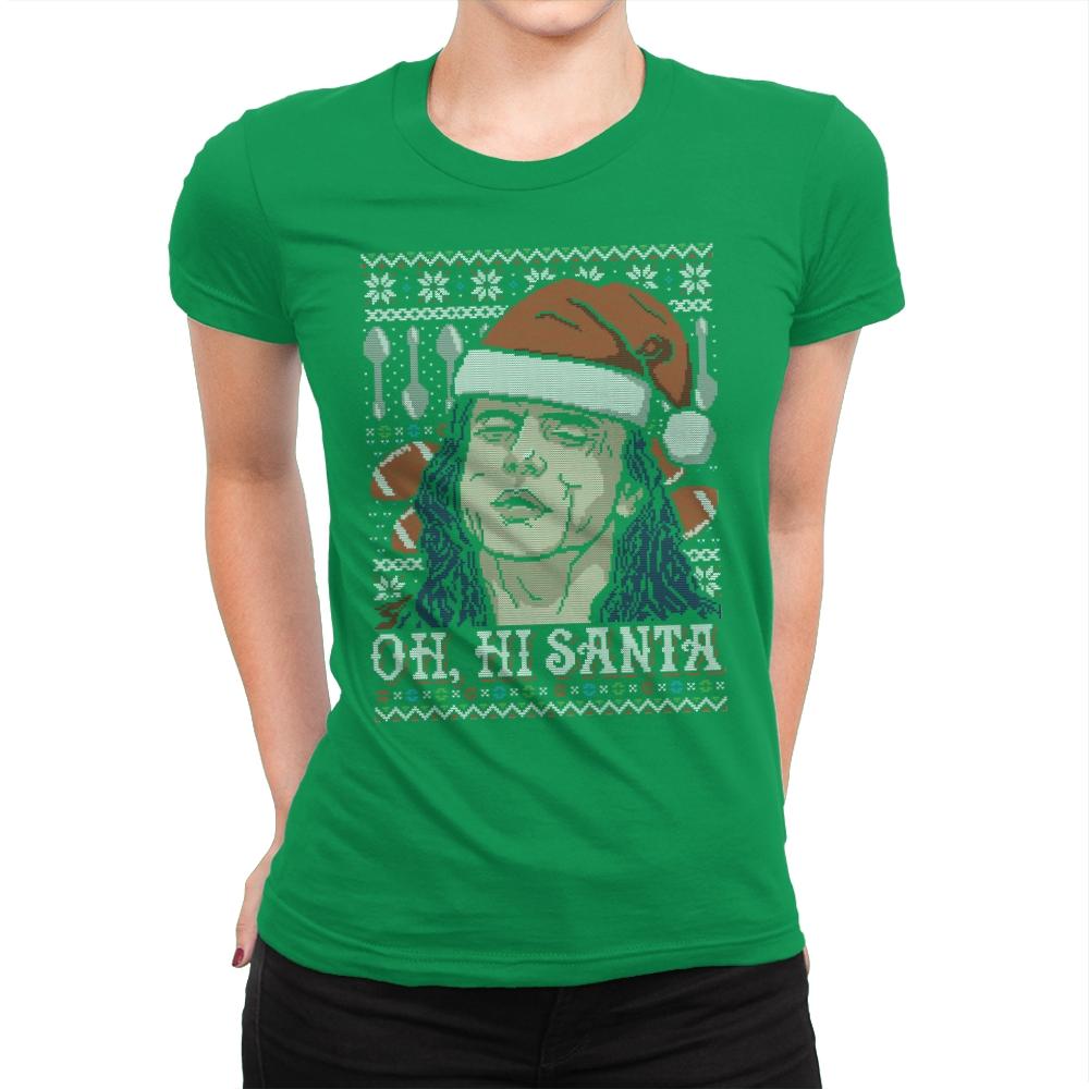 Oh Hi Santa - Ugly Holiday - Womens Premium T-Shirts RIPT Apparel Small / Kelly Green