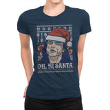Oh Hi Santa - Ugly Holiday - Womens Premium T-Shirts RIPT Apparel Small / Midnight Navy
