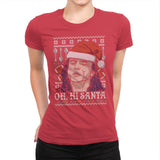 Oh Hi Santa - Ugly Holiday - Womens Premium T-Shirts RIPT Apparel Small / Red