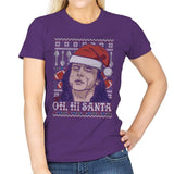Oh Hi Santa - Ugly Holiday - Womens T-Shirts RIPT Apparel Small / Purple