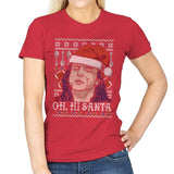 Oh Hi Santa - Ugly Holiday - Womens T-Shirts RIPT Apparel Small / Red