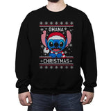 Ohana Christmas - Ugly Holiday - Crew Neck Sweatshirt Crew Neck Sweatshirt RIPT Apparel Small / Black