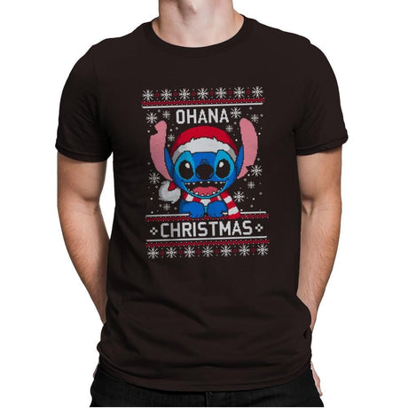 Ohana Christmas - Ugly Holiday - Mens Premium T-Shirts RIPT Apparel Small / Dark Chocolate