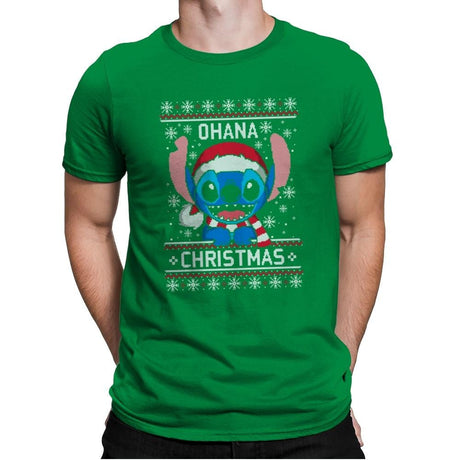 Ohana Christmas - Ugly Holiday - Mens Premium T-Shirts RIPT Apparel Small / Kelly Green