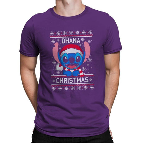 Ohana Christmas - Ugly Holiday - Mens Premium T-Shirts RIPT Apparel Small / Purple Rush