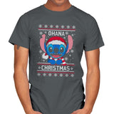 Ohana Christmas - Ugly Holiday - Mens T-Shirts RIPT Apparel Small / Charcoal