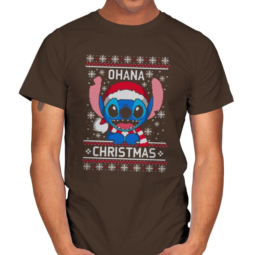 Ohana Christmas - Ugly Holiday - Mens T-Shirts RIPT Apparel Small / Dark Chocolate