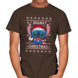 Ohana Christmas - Ugly Holiday - Mens T-Shirts RIPT Apparel Small / Dark Chocolate