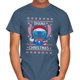 Ohana Christmas - Ugly Holiday - Mens T-Shirts RIPT Apparel Small / Indigo Blue