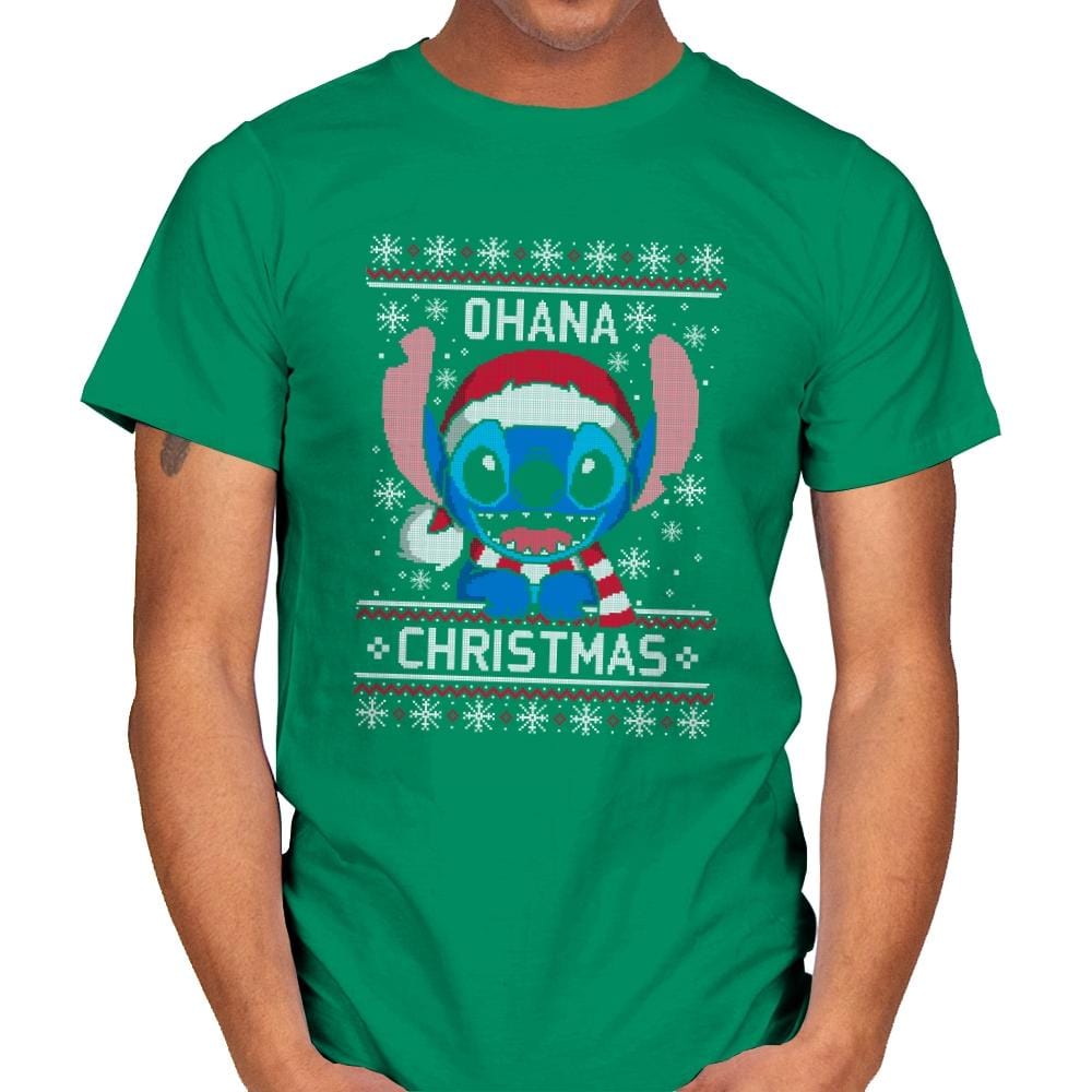 Ohana Christmas - Ugly Holiday - Mens T-Shirts RIPT Apparel Small / Kelly Green