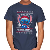 Ohana Christmas - Ugly Holiday - Mens T-Shirts RIPT Apparel Small / Navy