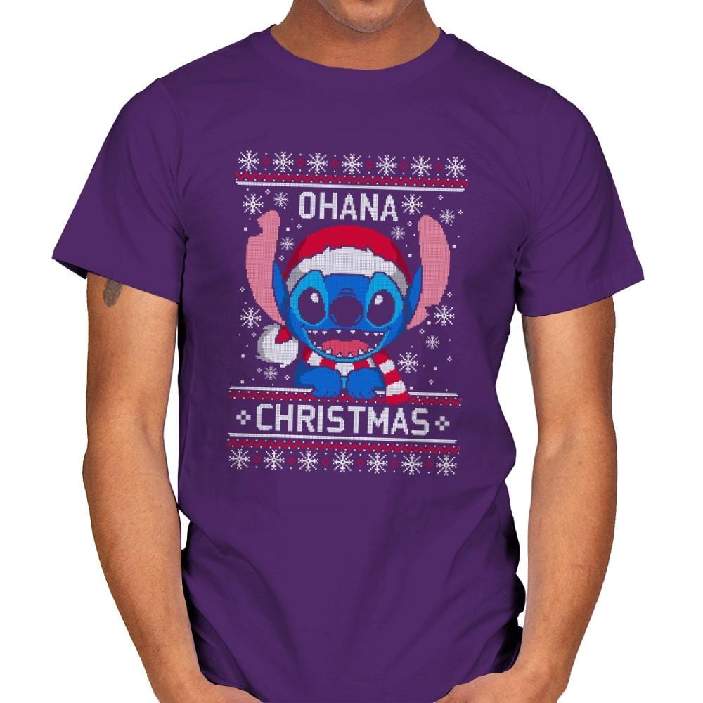 Ohana Christmas - Ugly Holiday - Mens T-Shirts RIPT Apparel Small / Purple