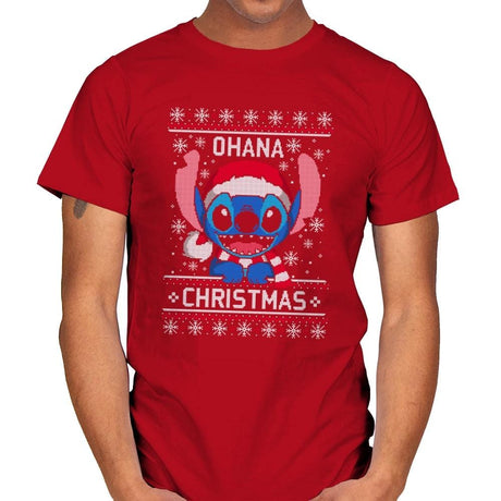 Ohana Christmas - Ugly Holiday - Mens T-Shirts RIPT Apparel Small / Red