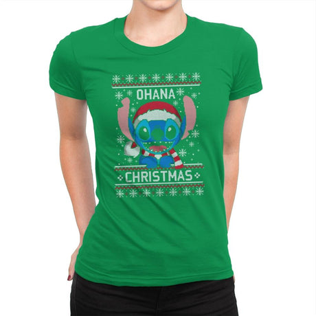 Ohana Christmas - Ugly Holiday - Womens Premium T-Shirts RIPT Apparel Small / Kelly Green