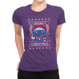 Ohana Christmas - Ugly Holiday - Womens Premium T-Shirts RIPT Apparel Small / Purple Rush