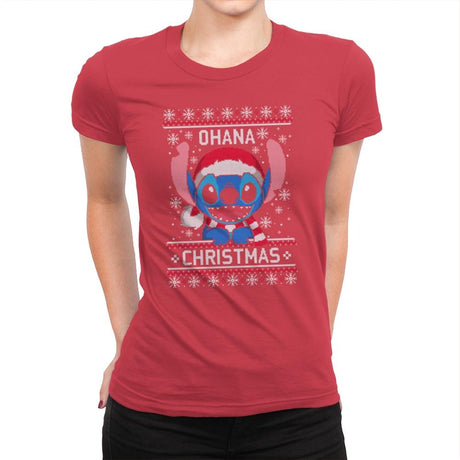 Ohana Christmas - Ugly Holiday - Womens Premium T-Shirts RIPT Apparel Small / Red