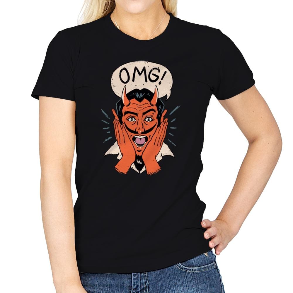 OMG Satan! - Womens T-Shirts RIPT Apparel Small / Black