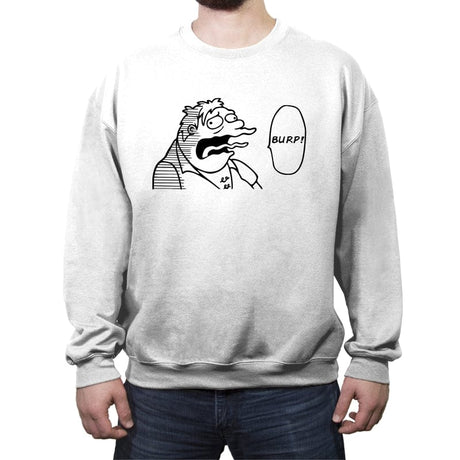 One Burp Man - Crew Neck Sweatshirt Crew Neck Sweatshirt RIPT Apparel Small / White