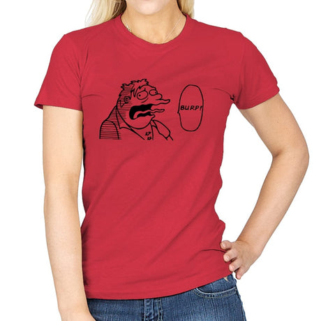 One Burp Man - Womens T-Shirts RIPT Apparel Small / Red