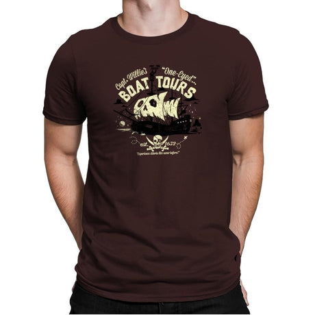 One-Eyed Boat Tours Exclusive - Mens Premium T-Shirts RIPT Apparel Small / Dark Chocolate