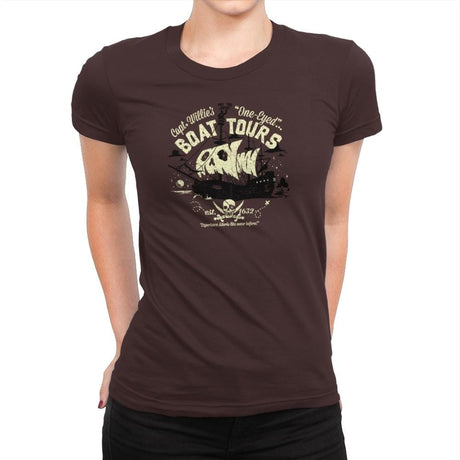 One-Eyed Boat Tours Exclusive - Womens Premium T-Shirts RIPT Apparel Small / Dark Chocolate