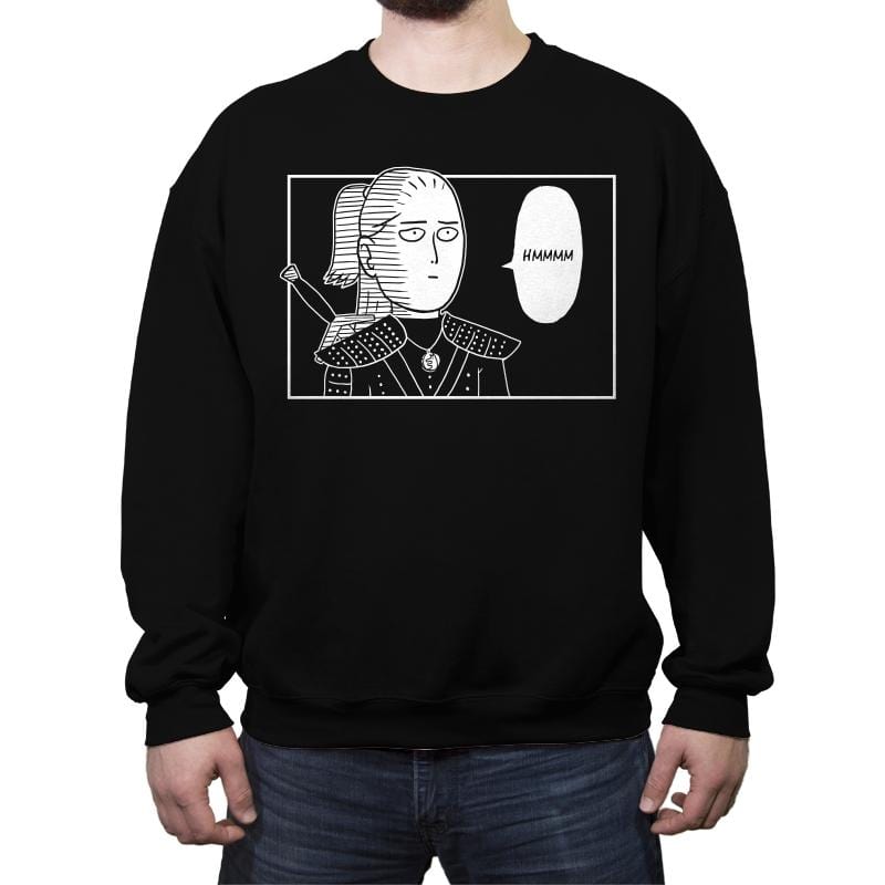 One word Witcher (Hmmmm...) - Crew Neck Sweatshirt Crew Neck Sweatshirt RIPT Apparel Small / Black
