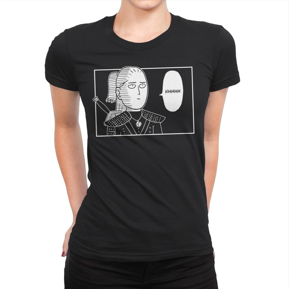 One word Witcher (Hmmmm...) - Womens Premium T-Shirts RIPT Apparel Small / Black