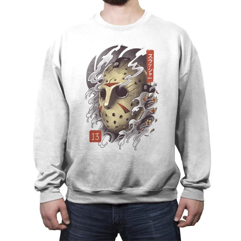 Oni Jason Mask - Crew Neck Sweatshirt Crew Neck Sweatshirt RIPT Apparel Small / White