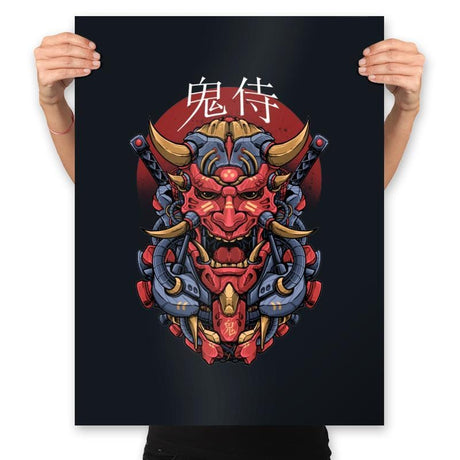 Oni Mecha Samurai - Prints Posters RIPT Apparel 18x24 / Black
