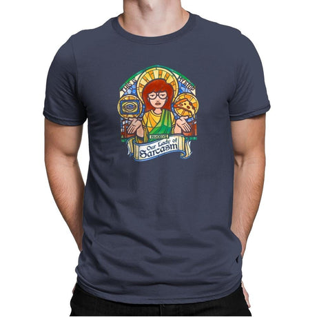 Our Lady of Sarcasm Exclusive - Mens Premium T-Shirts RIPT Apparel Small / Indigo