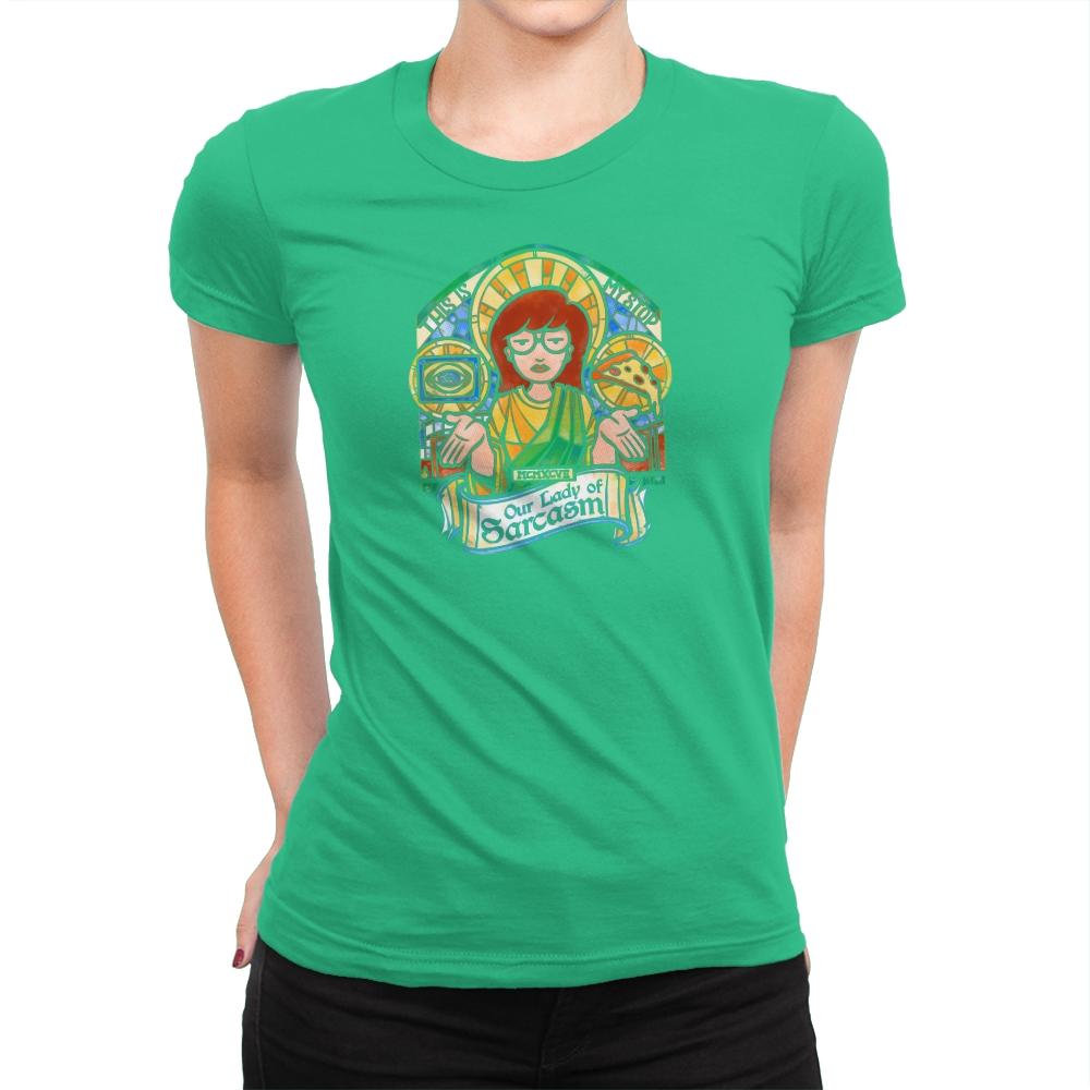 Our Lady of Sarcasm Exclusive - Womens Premium T-Shirts RIPT Apparel Small / Kelly Green