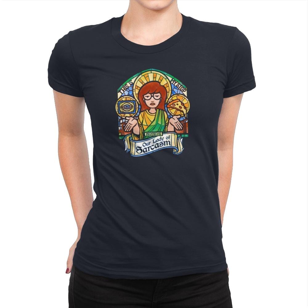 Our Lady of Sarcasm Exclusive - Womens Premium T-Shirts RIPT Apparel Small / Midnight Navy