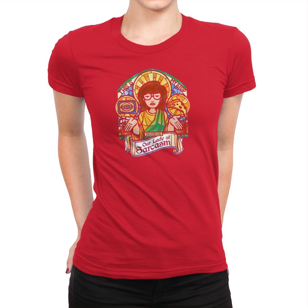 Our Lady of Sarcasm Exclusive - Womens Premium T-Shirts RIPT Apparel Small / Red