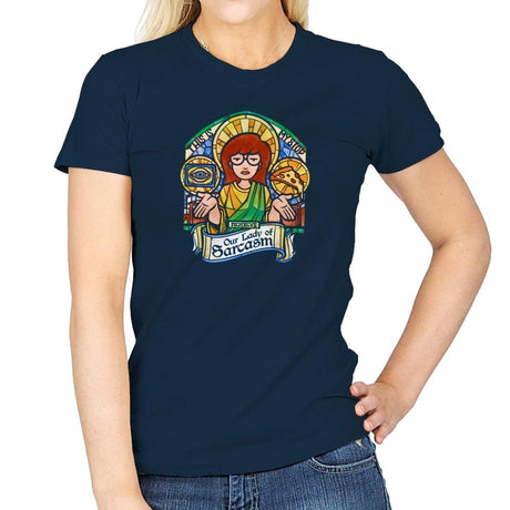 Our Lady of Sarcasm Exclusive - Womens T-Shirts RIPT Apparel Small / Navy