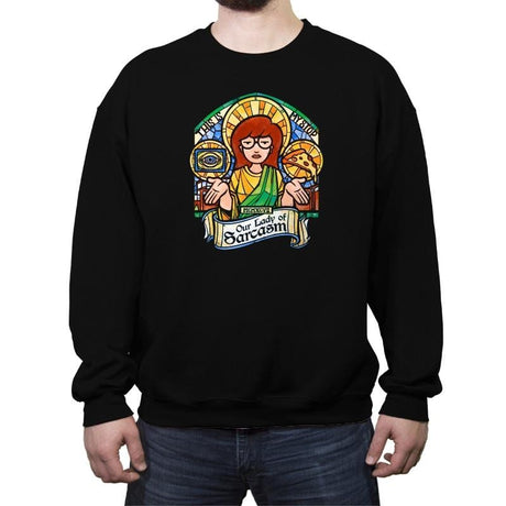 Our Lady of Sarcasm Reprint - Crew Neck Sweatshirt Crew Neck Sweatshirt RIPT Apparel