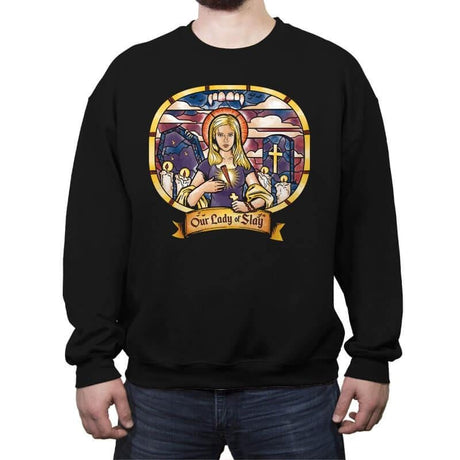 Our Lady of Slay - Crew Neck Sweatshirt Crew Neck Sweatshirt RIPT Apparel Small / Black