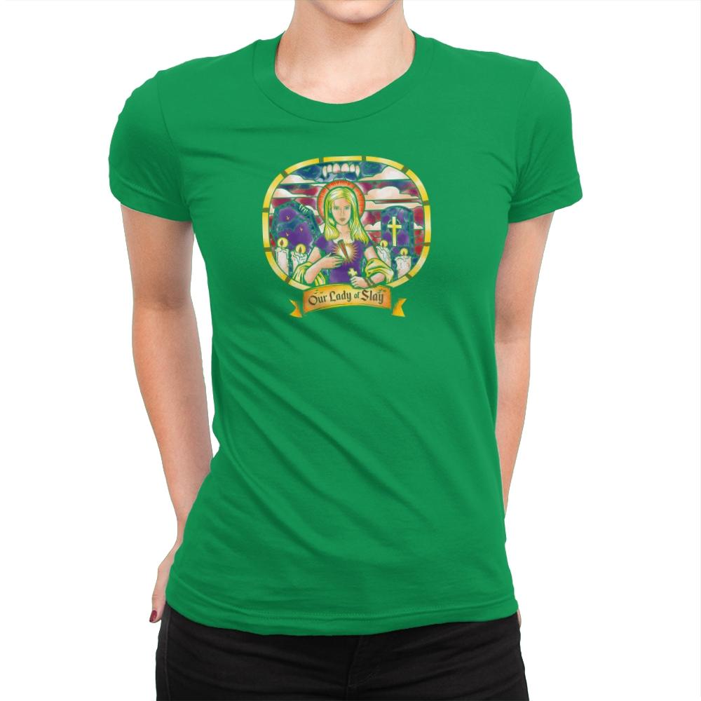 Our Lady of Slay Exclusive - Womens Premium T-Shirts RIPT Apparel Small / Kelly Green