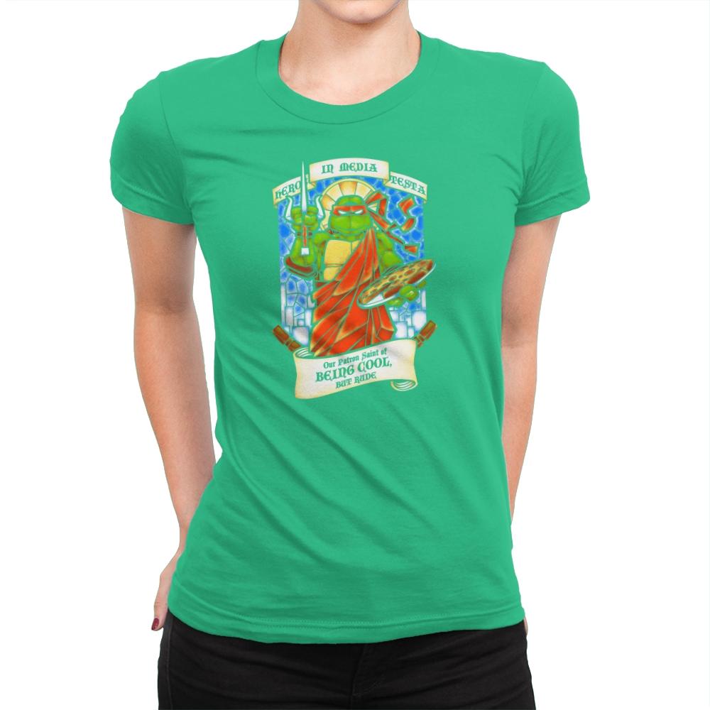 Our Saint of Cool But Rude Exclusive - Womens Premium T-Shirts RIPT Apparel Small / Kelly Green