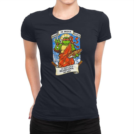 Our Saint of Cool But Rude Exclusive - Womens Premium T-Shirts RIPT Apparel Small / Midnight Navy