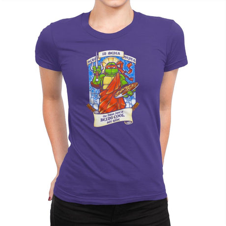 Our Saint of Cool But Rude Exclusive - Womens Premium T-Shirts RIPT Apparel Small / Purple Rush