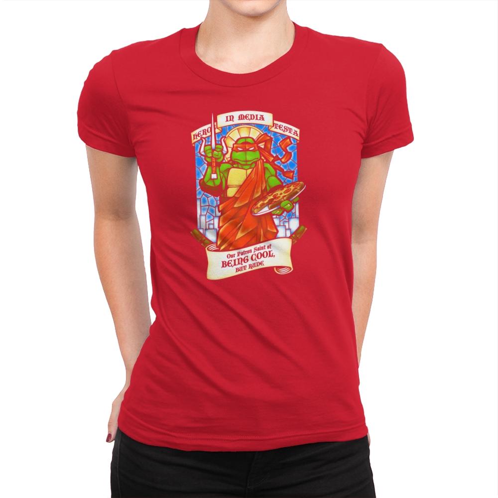 Our Saint of Cool But Rude Exclusive - Womens Premium T-Shirts RIPT Apparel Small / Red