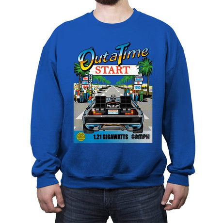 Out Run and Time - Crew Neck Sweatshirt Crew Neck Sweatshirt RIPT Apparel Small / Royal