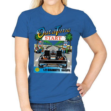 Out Run and Time - Womens T-Shirts RIPT Apparel Small / Royal