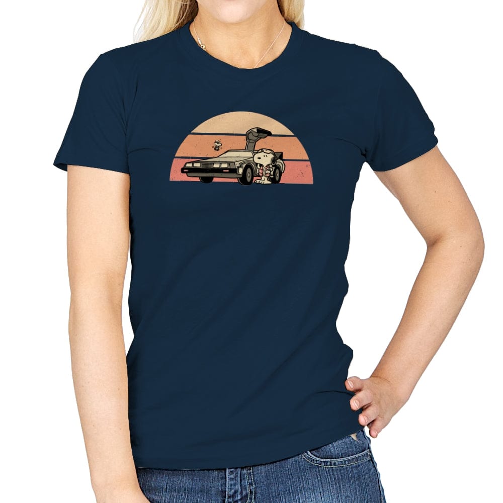 Outatime Beagle - Womens T-Shirts RIPT Apparel Small / Navy