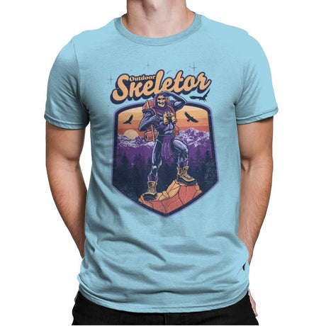 Outdoor Skeletor - Mens Premium T-Shirts RIPT Apparel Small / Light Blue
