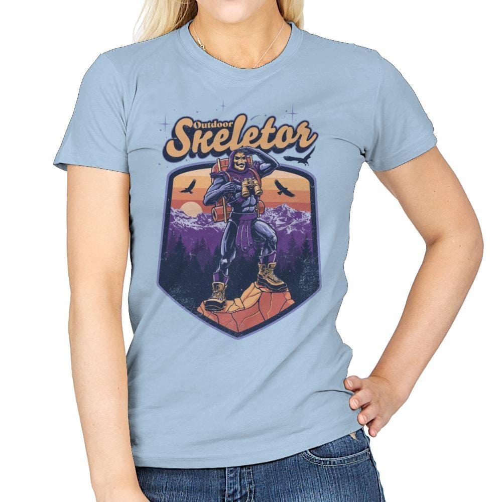 Outdoor Skeletor - Womens T-Shirts RIPT Apparel Small / Light Blue